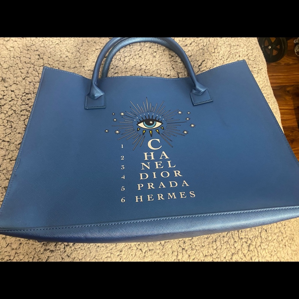 Designer Vision Vegan Leather Tote in Electric Blue